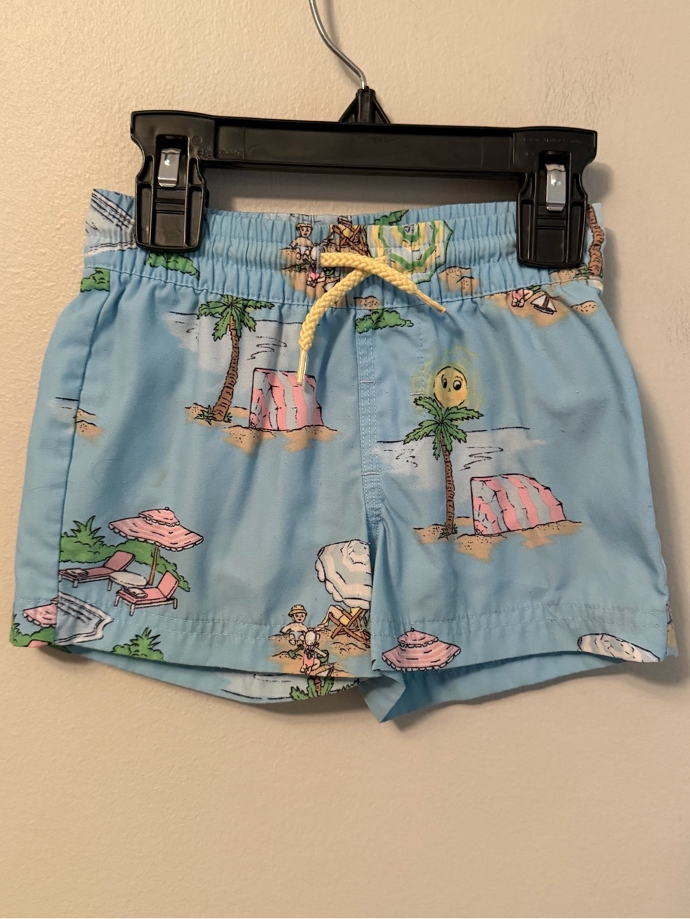 The Beaufort Bonnet Company Light Blue Beach Print Swim Trunks